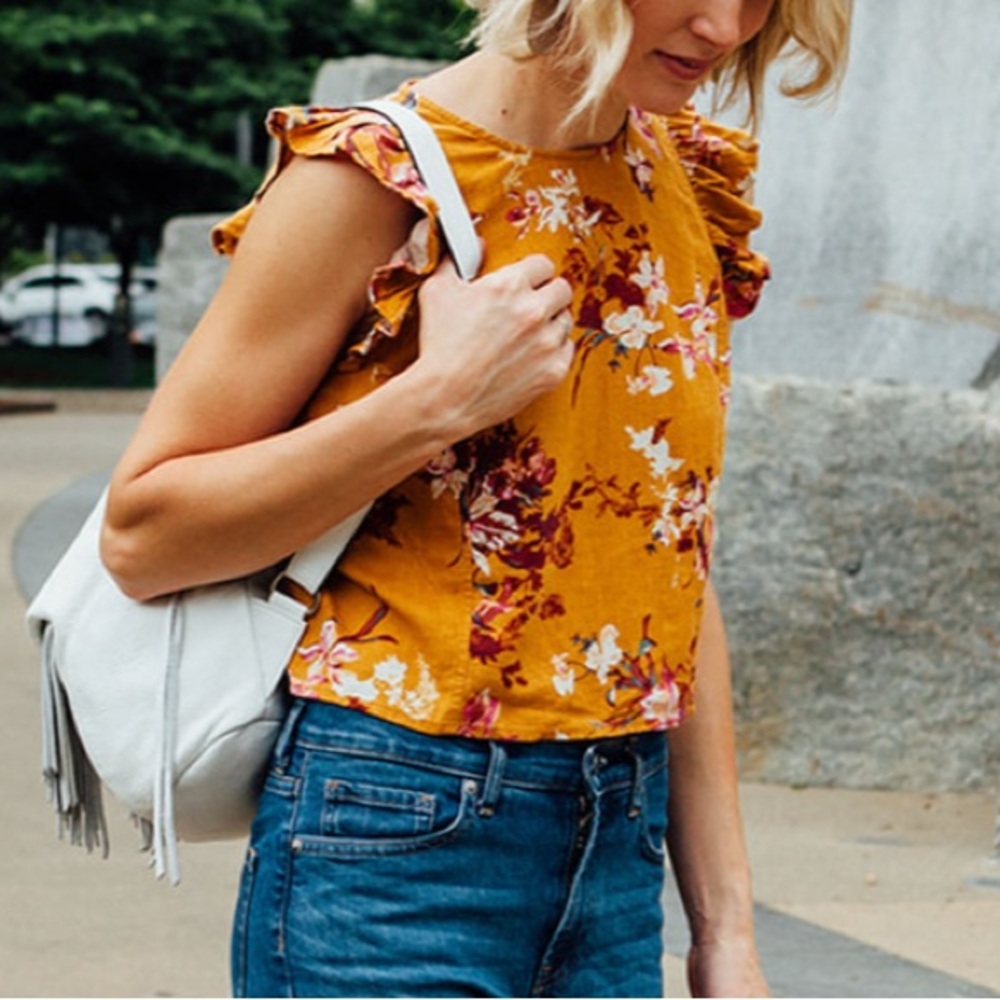 4/$20 - BP Linen Ruffle Sleeveless Floral Top Shirt Tank (small)